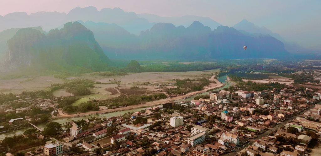 Vang Vieng, view from the hot air balloon
